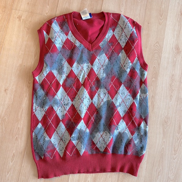 Retro Reebok argyle golf sweater vest Medium - Picture 1 of 5